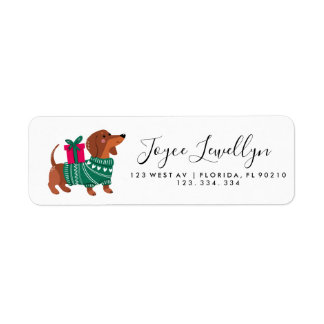 Adesivo de Endereço de Retorno de Cachorro Dachshu