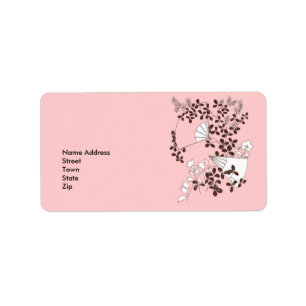 Adesivo de Endereço Etiqueta Vintage Retro Floral 