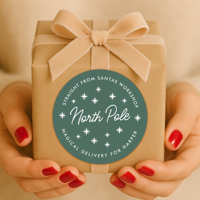 Adesivo de Entrega do Polo Norte | Selo de Present (Santa's workshop special delivery gift sticker seal - magical delivery from the North Pole!)