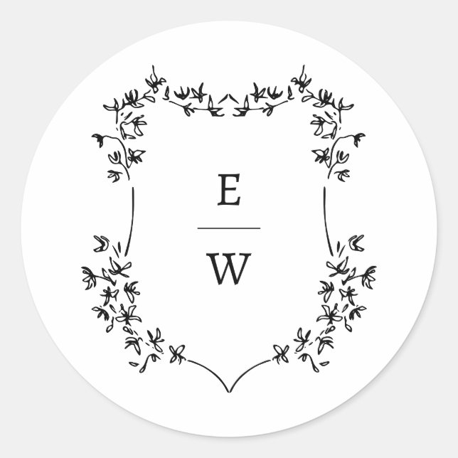 Adesivo de Envelope de Casamento com Monograma Sim (Frente)