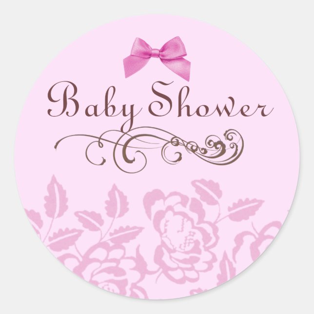 Adesivo de Envelope de Chá de Bebê Rosa Elegante (Frente)