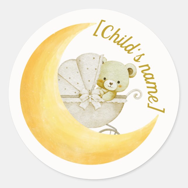 Adesivo de Envelope de Chuvinha de Bebê Lua Neutra (Frente)