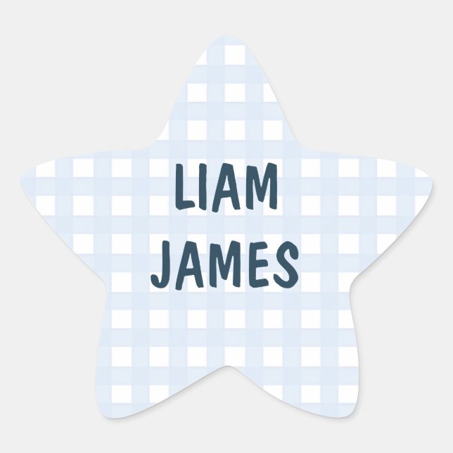 Adesivo de Envelope Starry Gingham Baby Boy (Frente)