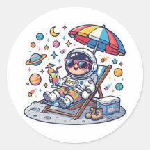 Adesivo de Espaço de Verão de Astronauta Kawaii Fo