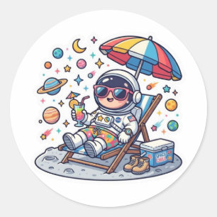 Adesivo de Espaço de Verão de Astronauta Kawaii Fo