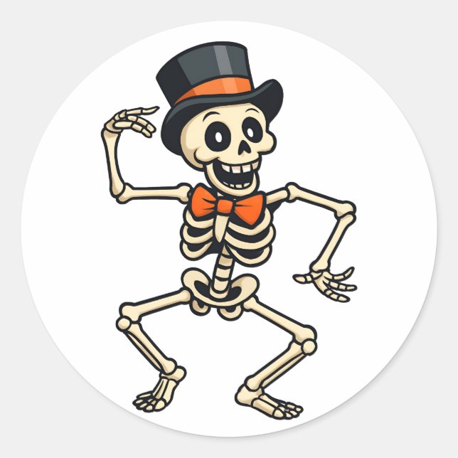 Adesivo de Esqueleto Dançante de Halloween  (Frente)