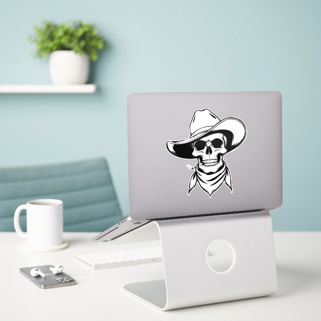 Adesivo de Esqueleto Universal de Halloween (Laptop na mesa)