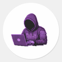 Adesivo de estética roxa de arte pixel de hacker c