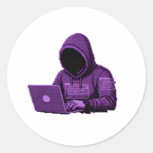 Adesivo de estética roxa de arte pixel de hacker c