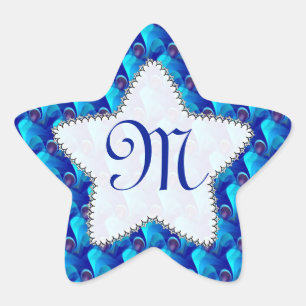 Adesivo de Estrela Azul Roxo Monograma