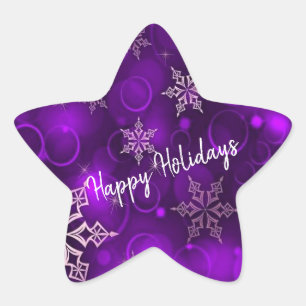 Adesivo de Estrela de Flocos de Neve Roxos Feliz N
