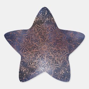 Adesivo de Estrela de Natal Azul Dourado Brilhante