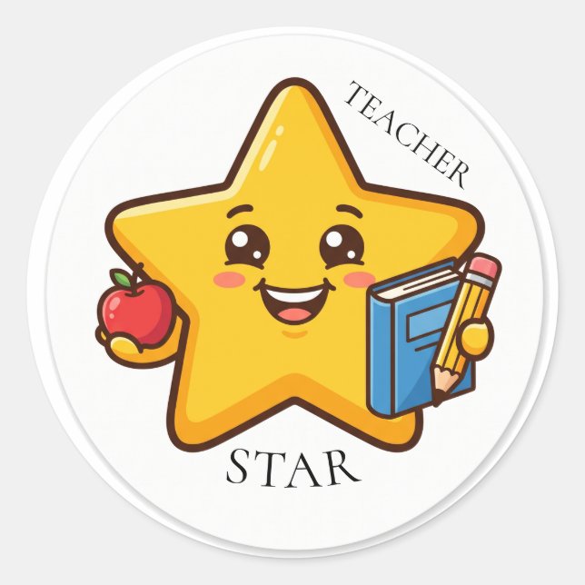 Adesivo de Estrela de Professor (Frente)