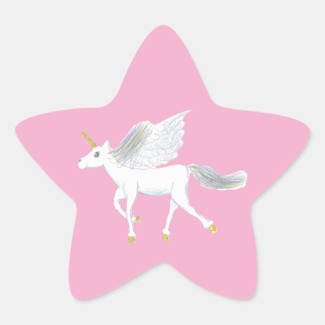 Adesivo de Estrela de Unicórnio Mágico (Frente)