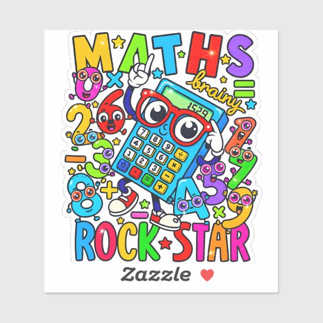 Adesivo de Estrela do Rock de Matemática para Cria (Folha)