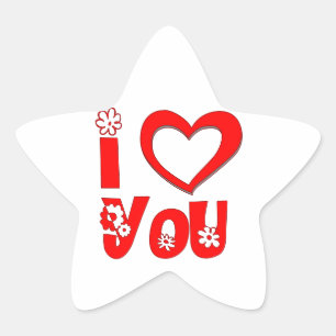 Adesivo de Estrela Eu Te Amo Vermelho