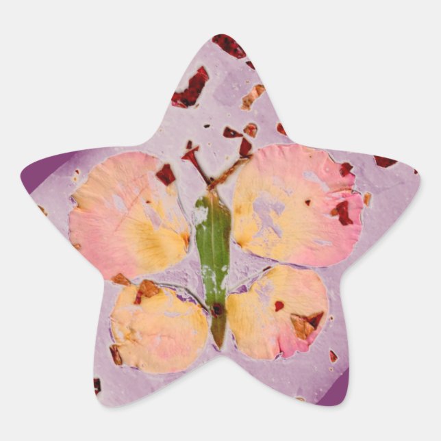 Adesivo de estrela roxa da borboleta rosa, vedação (Frente)