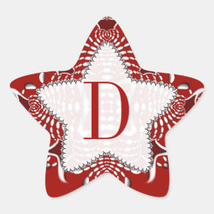 Adesivo de Estrela Vermelha com Monograma Tribal B