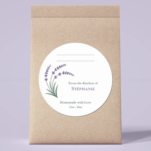 Adesivo de Etiqueta Caseiro de Lavanda com Amor (Lavender Homemade with Love Label Sticker)