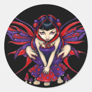 Adesivo De "etiqueta da fada do cogumelo Polkadot"