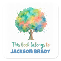 Adesivo de Etiqueta de Livro Personalizado com Árv