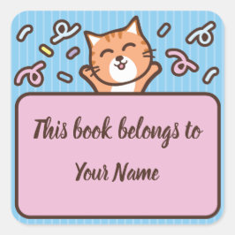 Adesivo de etiqueta de livro personalizado de gato