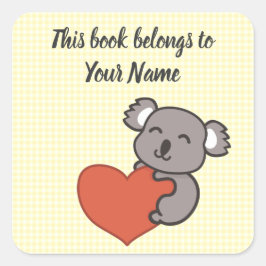 Adesivo de etiqueta de livro personalizado Koala