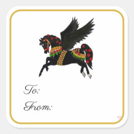 Adesivo de etiqueta de presente Black Carousel Peg