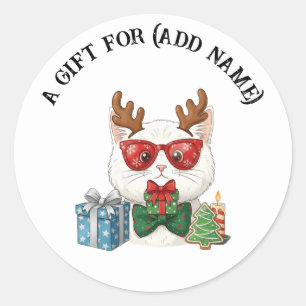 Adesivo de Etiqueta de Presente de Gato de Natal F