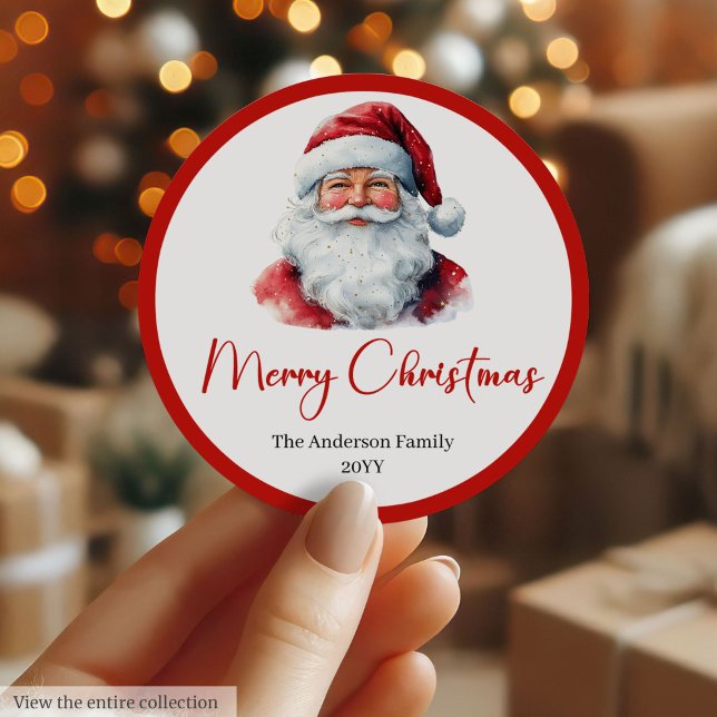 Adesivo de Etiqueta de Presente de Natal do Papai  (Minimalist Santa Claus Holiday Gift Label Sticker)