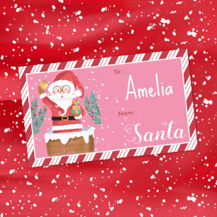 Adesivo de Etiqueta de Presente de Natal Rosa Meni