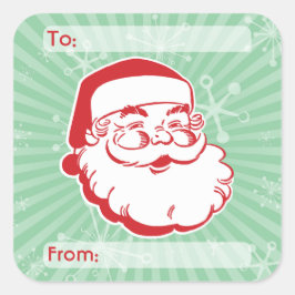 Adesivo de etiqueta de presente do Papai Noel retr
