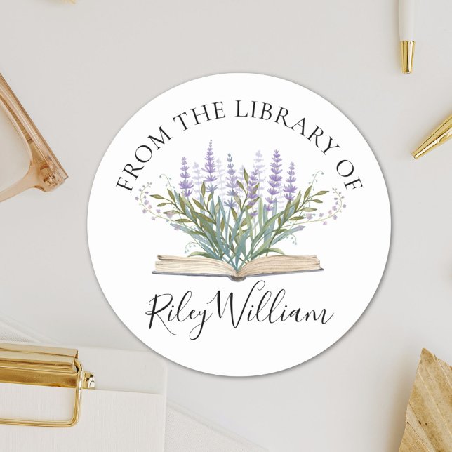 Adesivo de Ex-Libris de Flor de Lavanda Crescendo  (Close up)