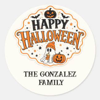 Adesivo de Família Feliz Halloween Fantasma Fofo