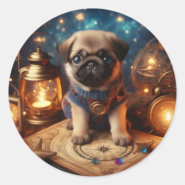 Adesivo de Fantasia do Pug da Lanterna Enfeitiçada (Frente)