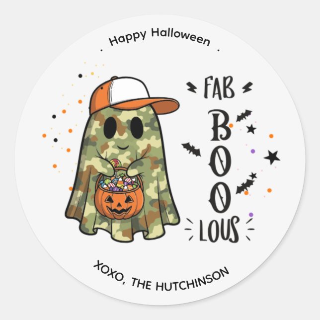 Adesivo de Fantasma de Halloween – Fofinho Fab BOO (Frente)