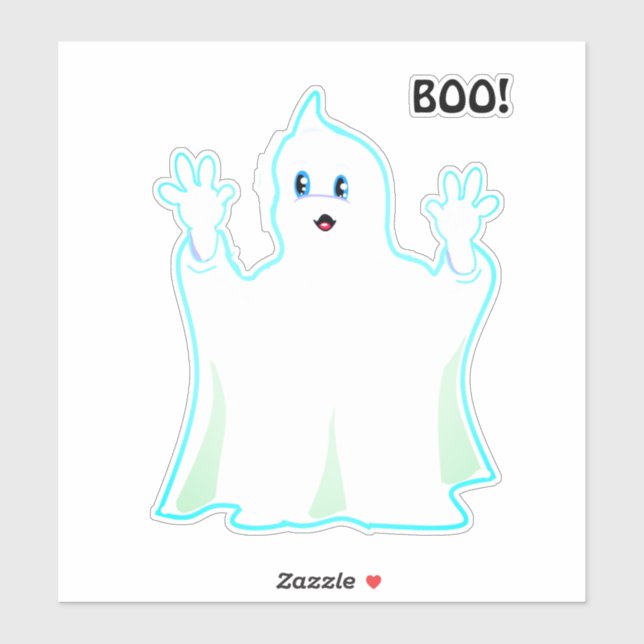 Adesivo de Fantasma de Halloween Fofo (Folha)