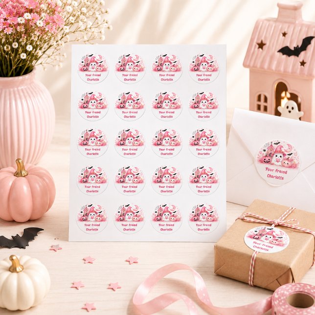 Adesivo de Fantasma de Halloween Kawaii Personaliz (Criador carregado)
