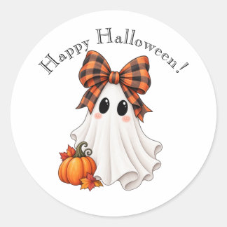 Adesivo de Fantasma de Menina Feliz no Halloween