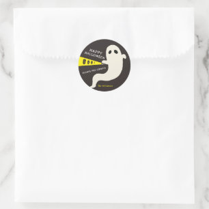 Adesivo de Fantasma Lanterna Feliz Halloween