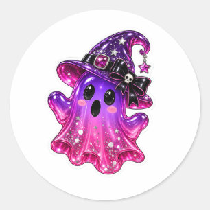 Adesivo de Fantasma Mágico com Chapéu de Bruxa em