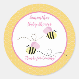 Adesivo de Favor Abeja Bumble Amarillo Rosa