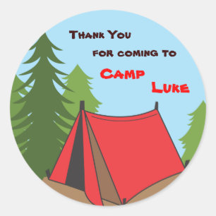 Adesivo de Favor de Aniversário de Acampamento de