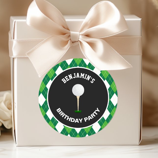 Adesivo de Favor de Aniversário de Golfe (Criador carregado)