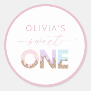 Adesivo de Favor de Aniversário de Sorvete Sweet O