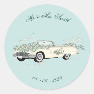 Adesivo de Favor de Carro de Casamento Antigo
