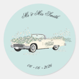 Adesivo de Favor de Carro de Casamento Antigo