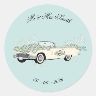 Adesivo de Favor de Carro de Casamento Antigo