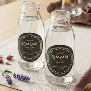 Adesivo de Favor de Casamento Black Gold Zamzam