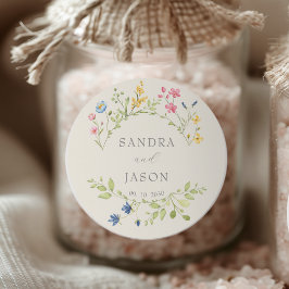 Adesivo de Favor de Casamento com Monograma Floral